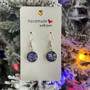 Handmade Acrylic Poured Paint Square Earrings Marble Jewelry made 83 year Artist